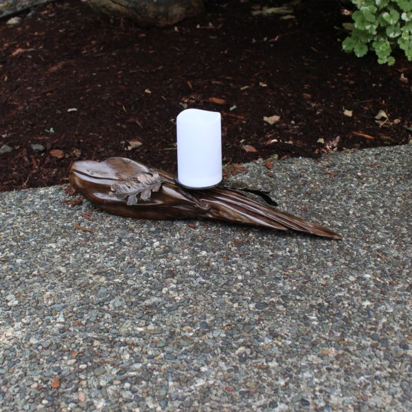 Driftwood Candleholder with forged oak leaves 3